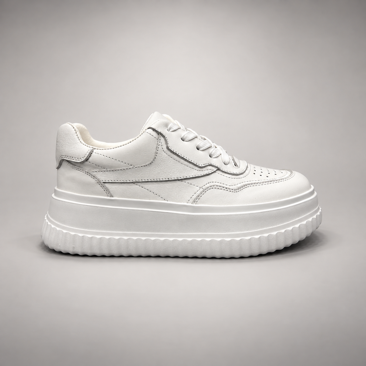 White Platform Leather Sneakers