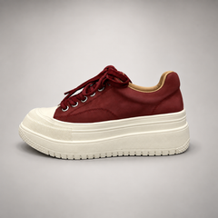 Burgundy Platform Leather Sneakers