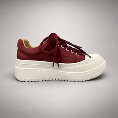 Burgundy Platform Leather Sneakers
