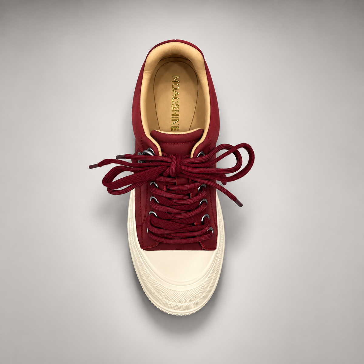 Burgundy Platform Leather Sneakers