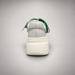 White-Green Rope-Lace Platform Sneakers