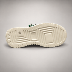 White-Green Rope-Lace Platform Sneakers