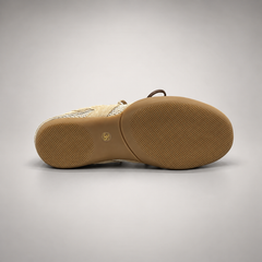Beige Mesh Ribbon-Lace Sneakers