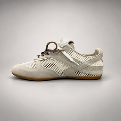 Beige Mesh Brown-Lace Sneakers