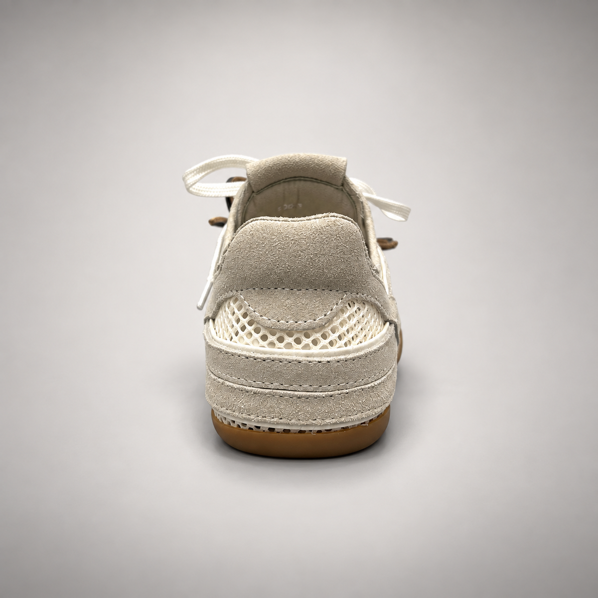 Beige Mesh Brown-Lace Sneakers