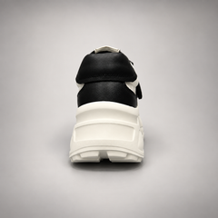Black and White Triple-Strap Platform Sneakers