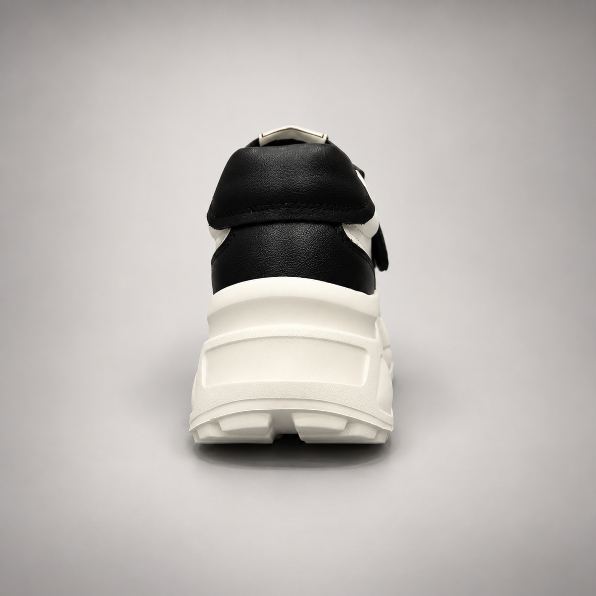 Black and White Triple-Strap Platform Sneakers