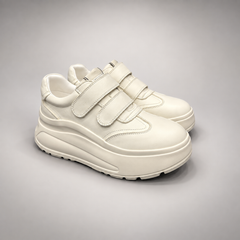 Ivory Double-Strap Platform Sneakers
