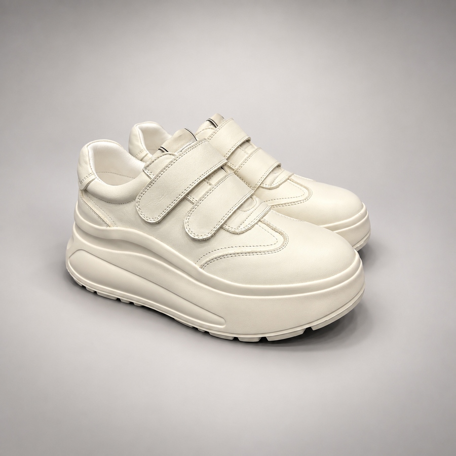 Ivory Double-Strap Platform Sneakers