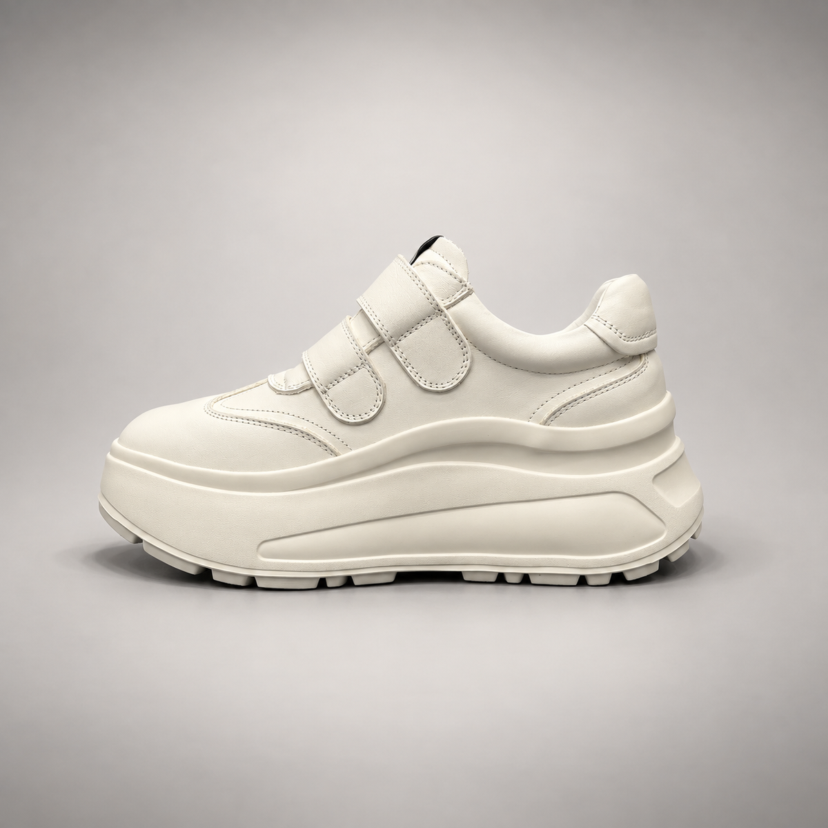 Ivory Double-Strap Platform Sneakers