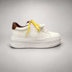 Ivory Brown Collar Platform Sneakers