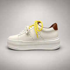 Ivory Brown Collar Platform Sneakers