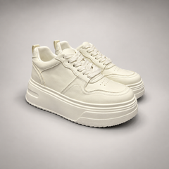 Ivory Paneled Platform Sneakers