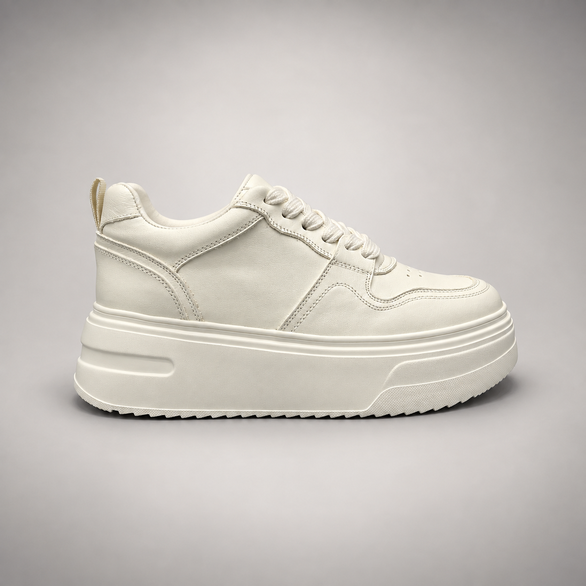 Ivory Paneled Platform Sneakers