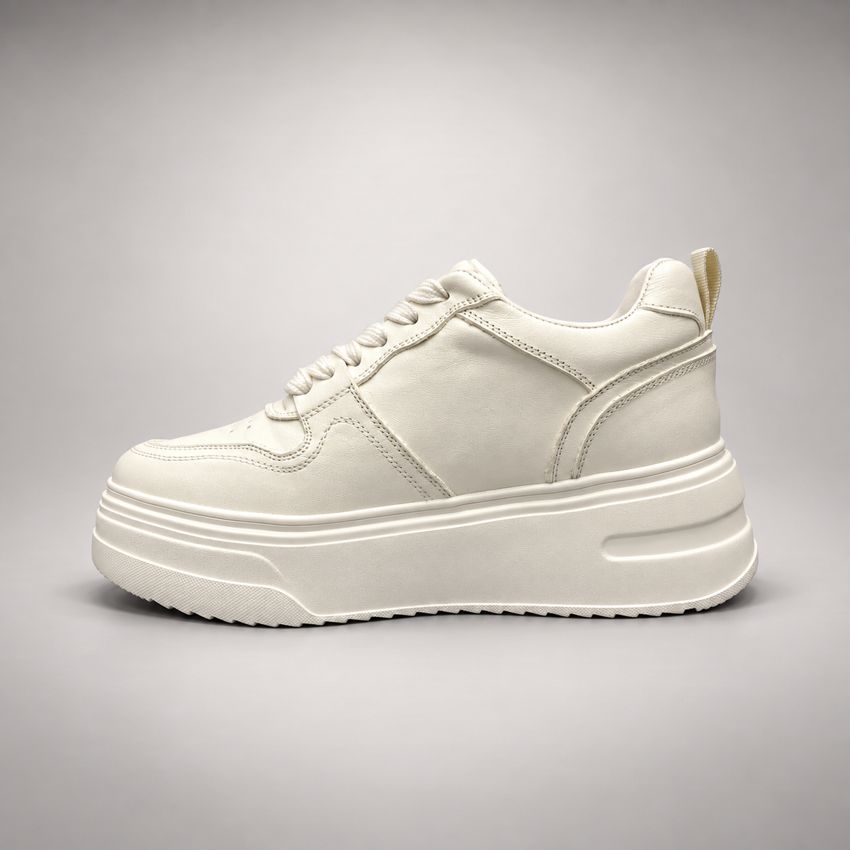 Ivory Paneled Platform Sneakers