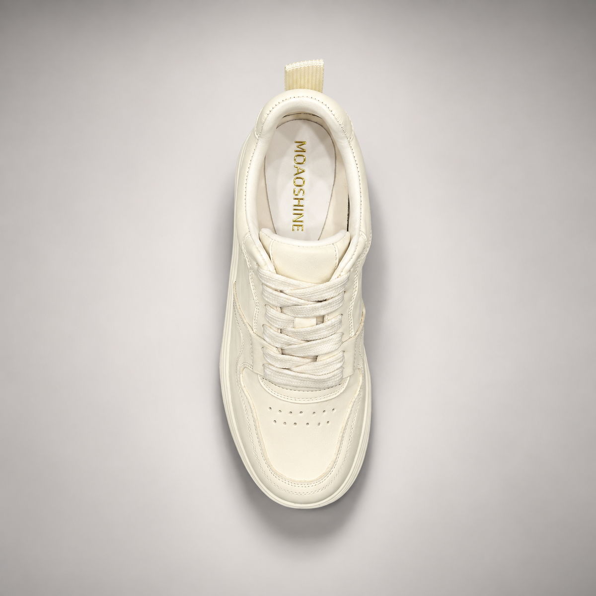 Ivory Paneled Platform Sneakers