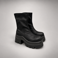 Black Stretch Chunky Platform Boots