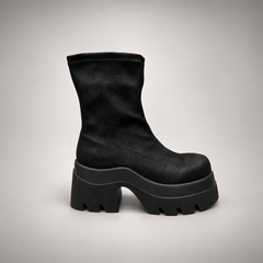 Black Stretch Chunky Platform Boots