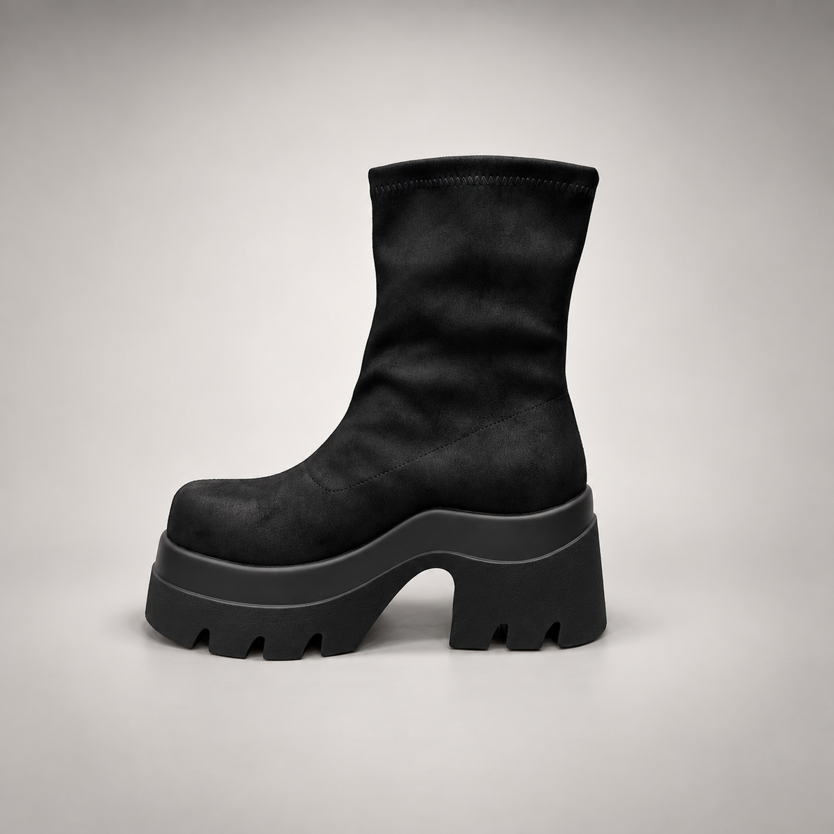 Black Stretch Chunky Platform Boots