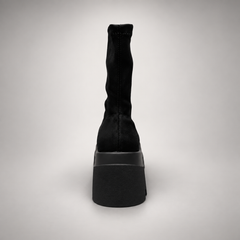 Black Stretch Chunky Platform Boots