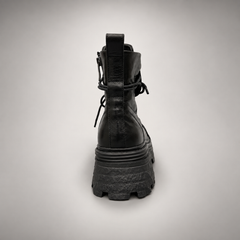Black Lace Strap Platform Boots