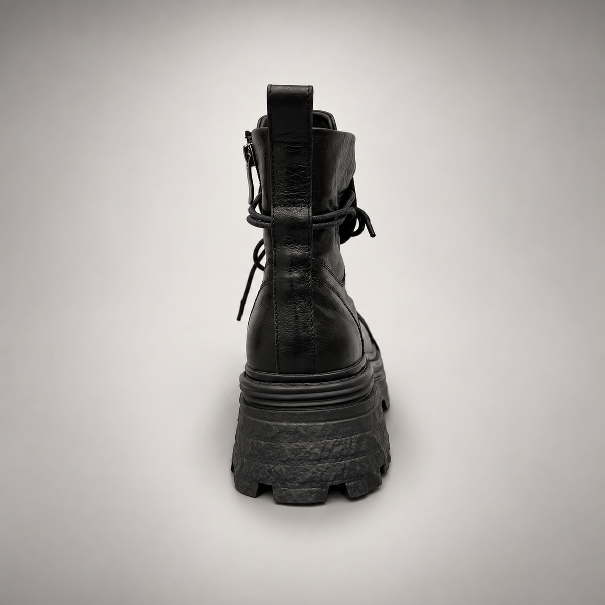 Black Lace Strap Platform Boots