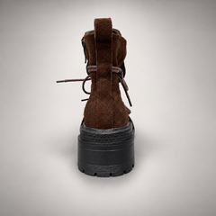 Brown Lace Strap Platform Boots