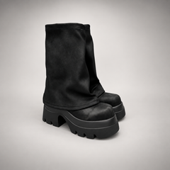 Black Stretch Sock Platform Boots