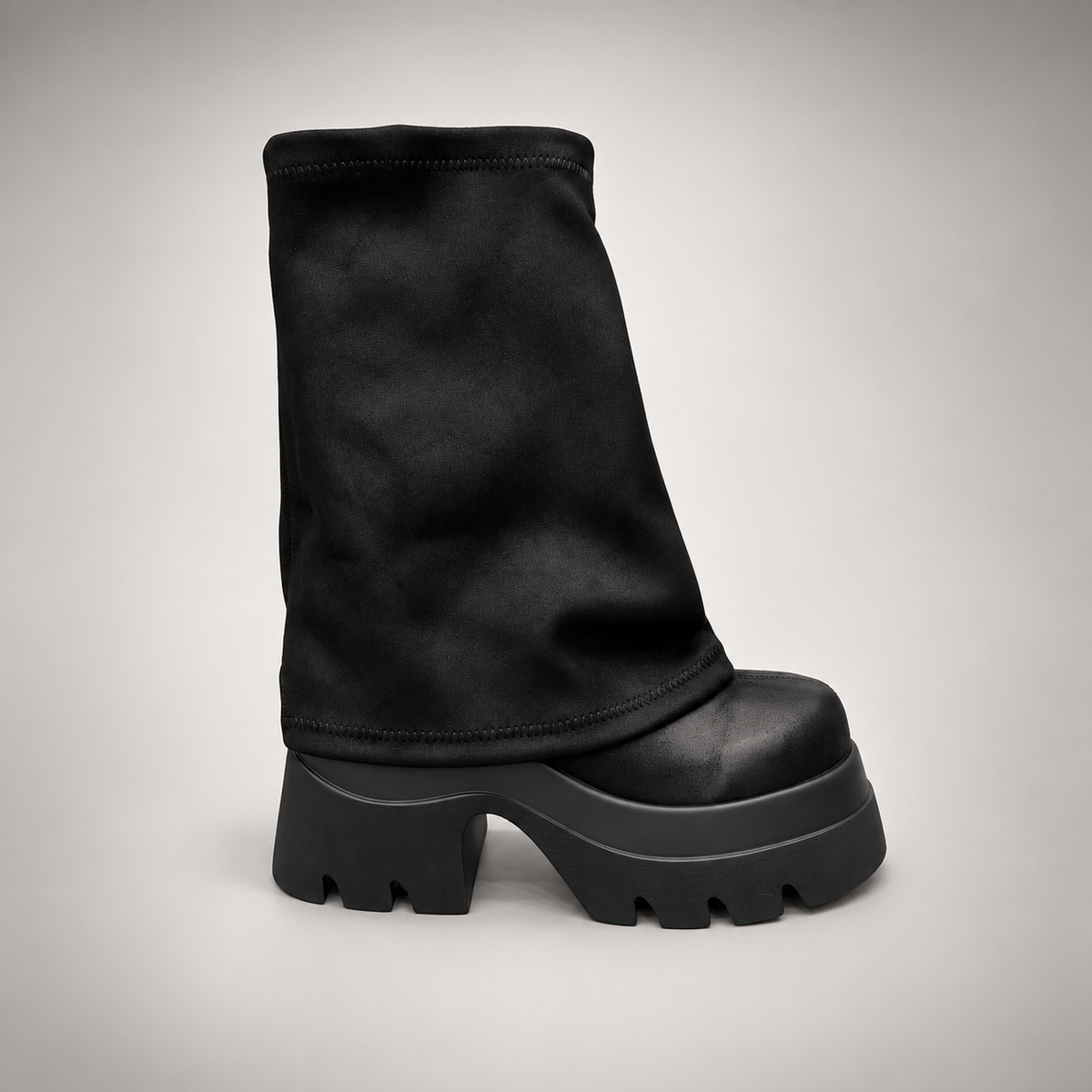 Black Stretch Sock Platform Boots