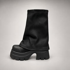 Black Stretch Sock Platform Boots