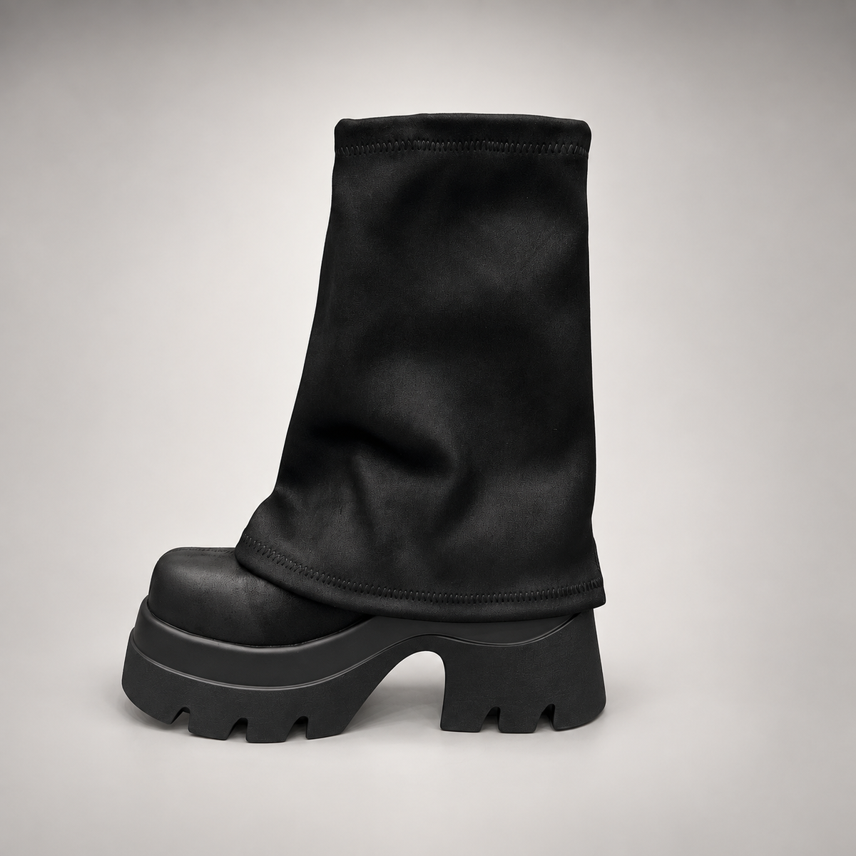 Black Stretch Sock Platform Boots