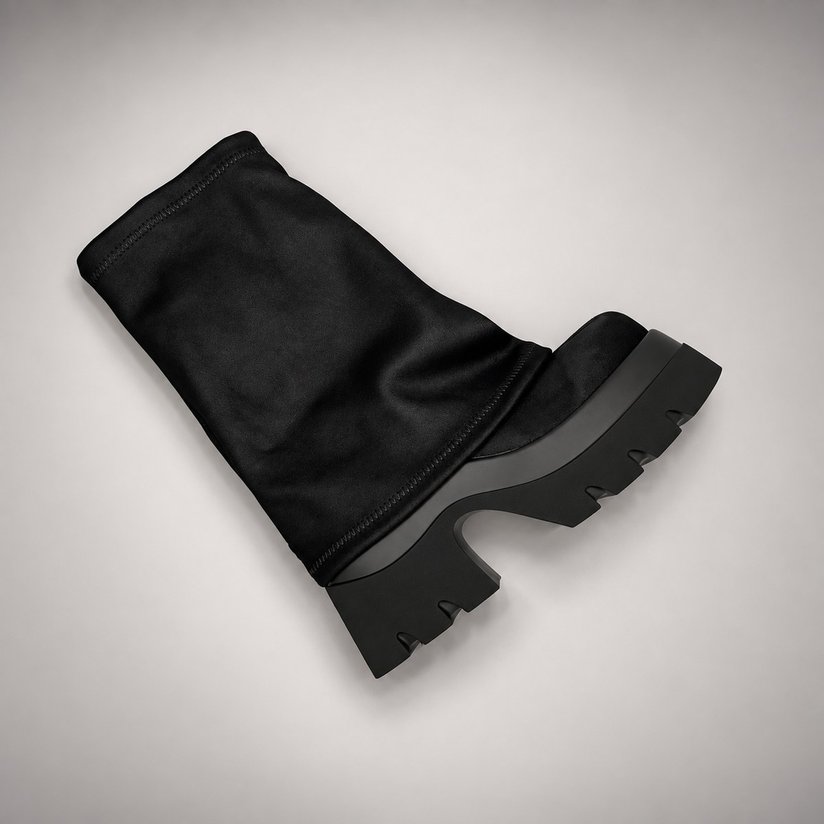 Black Stretch Sock Platform Boots