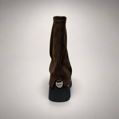 Brown Stretch Sock Platform Boots