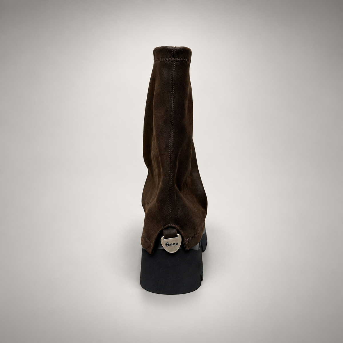 Brown Stretch Sock Platform Boots