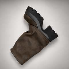 Brown Stretch Sock Platform Boots