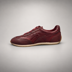 Burgundy washed leather lace-up sneaker opposite-side view