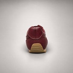 Burgundy washed leather lace-up sneaker rear view