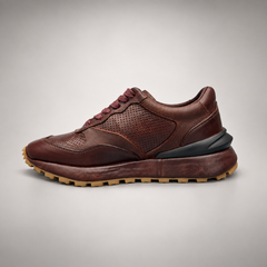 Dark brown perforated leather platform sneaker opposite-side view
