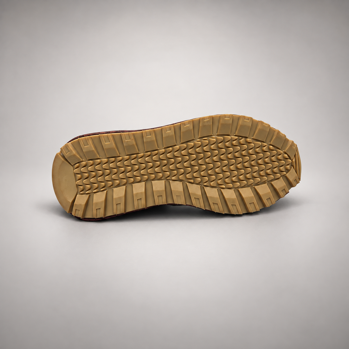 Dark brown perforated leather platform sneaker outsole view