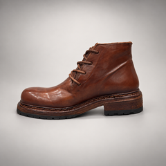 Brown washed leather lace-up ankle boot opposite-side view