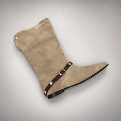Beige suede knee-high boot top view