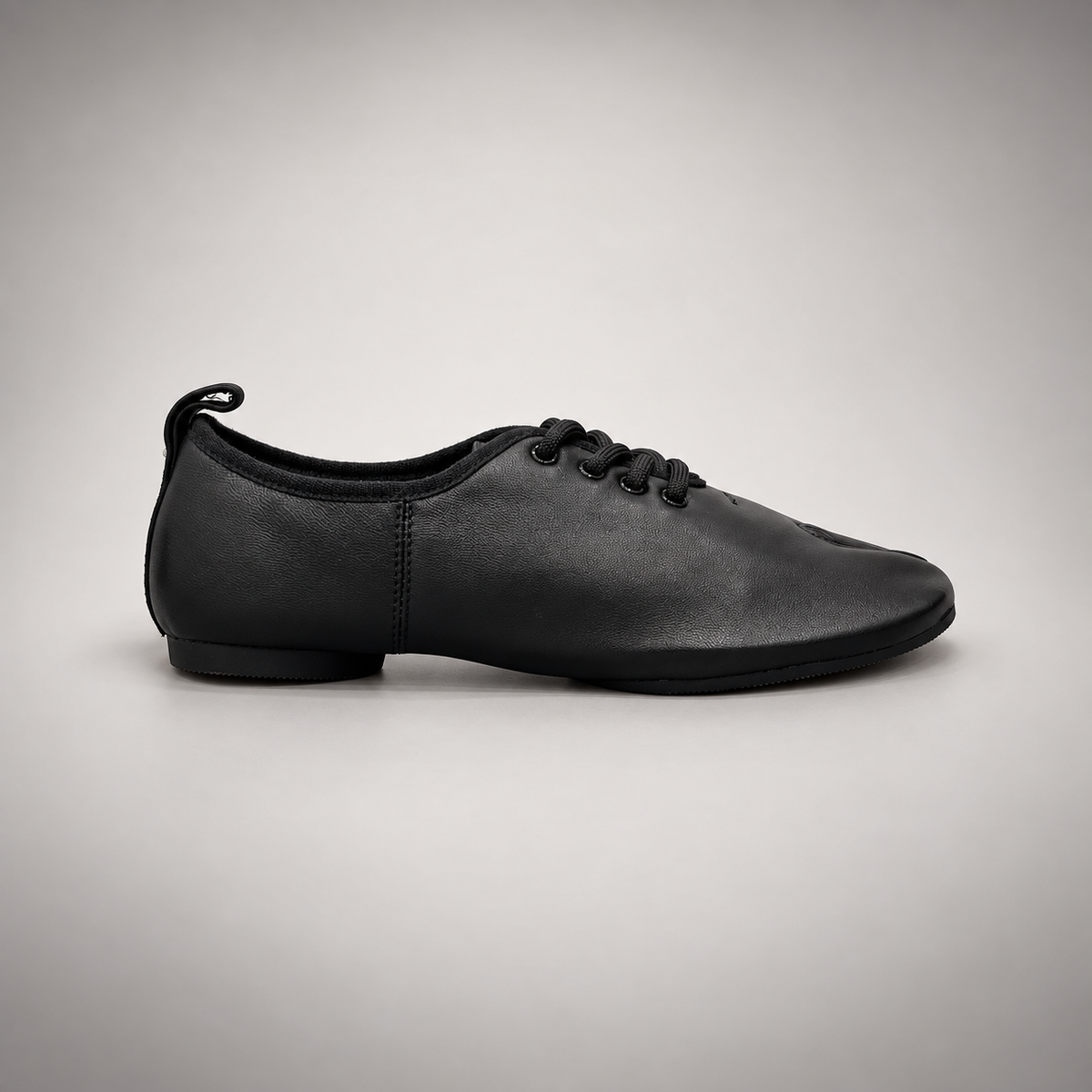Black Leather Split-Toe Lace-Up Flats side view