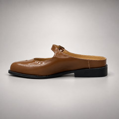 Brown Patent Leather Split-Toe Mary Jane Mules opposite side