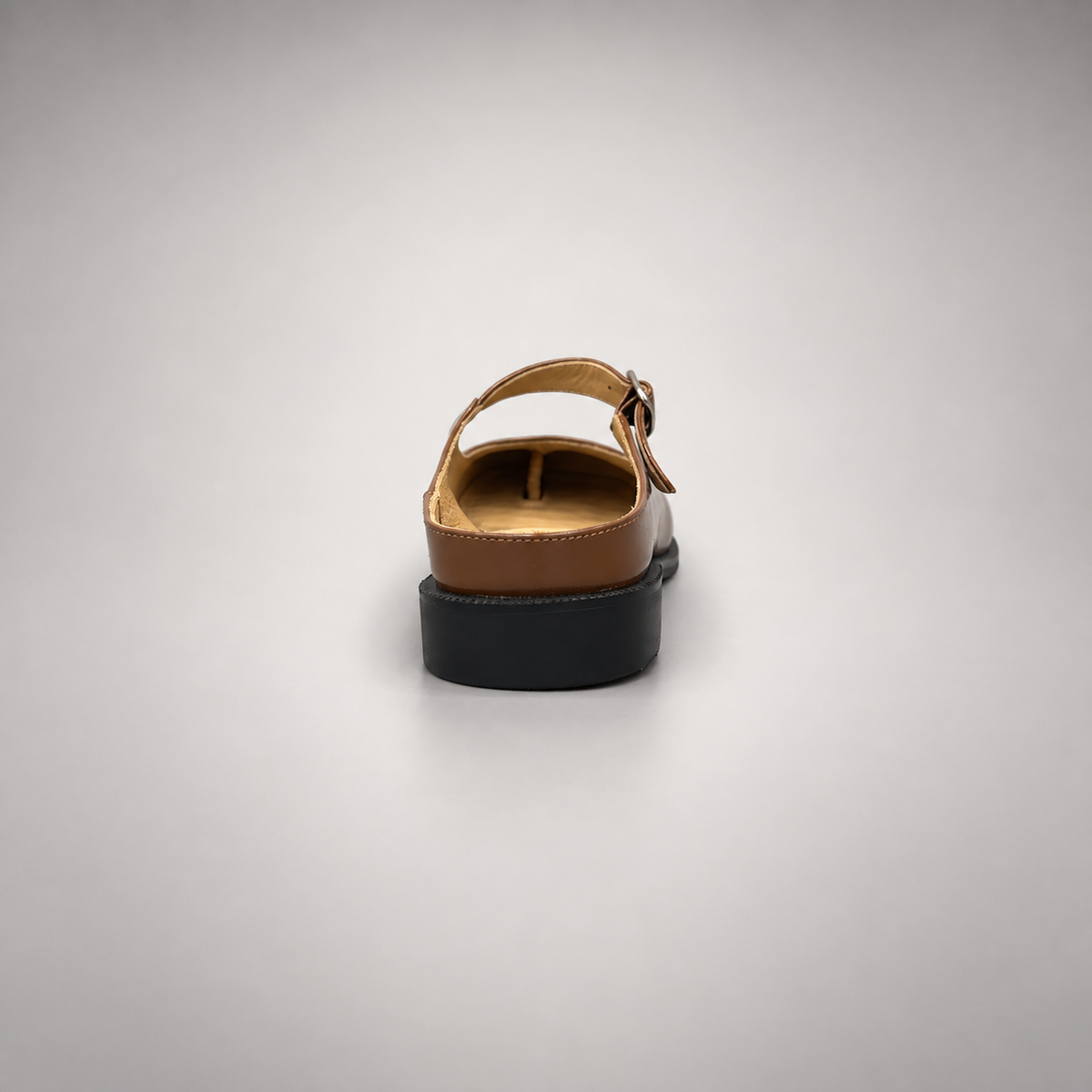 Brown Patent Leather Split-Toe Mary Jane Mules rear view