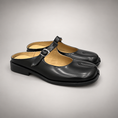 Black Patent Leather Split-Toe Mary Jane Mules pair view