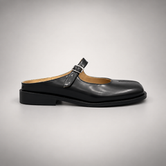 Black Patent Leather Split-Toe Mary Jane Mules side view