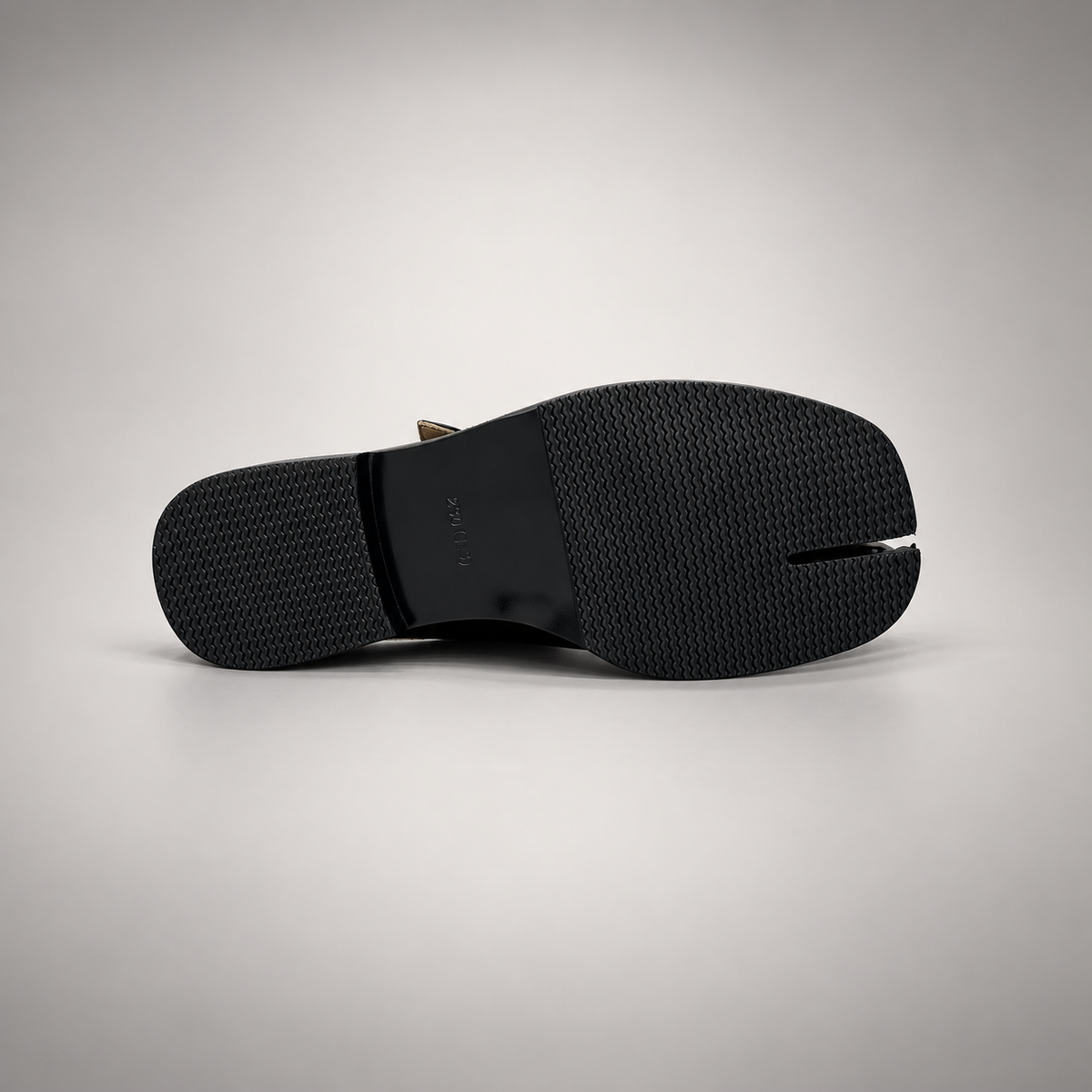 Black Patent Leather Split-Toe Mary Jane Mules outsole view
