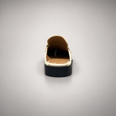 White Patent Leather Split-Toe Penny Strap Mules rear view
