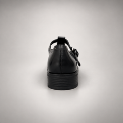 Black Leather Brogue Mary Jane Shoes rear view