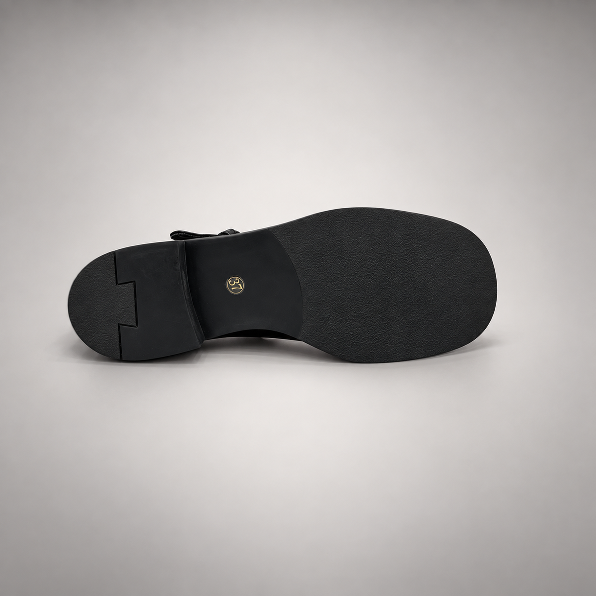Black Leather Brogue Mary Jane Shoes outsole view